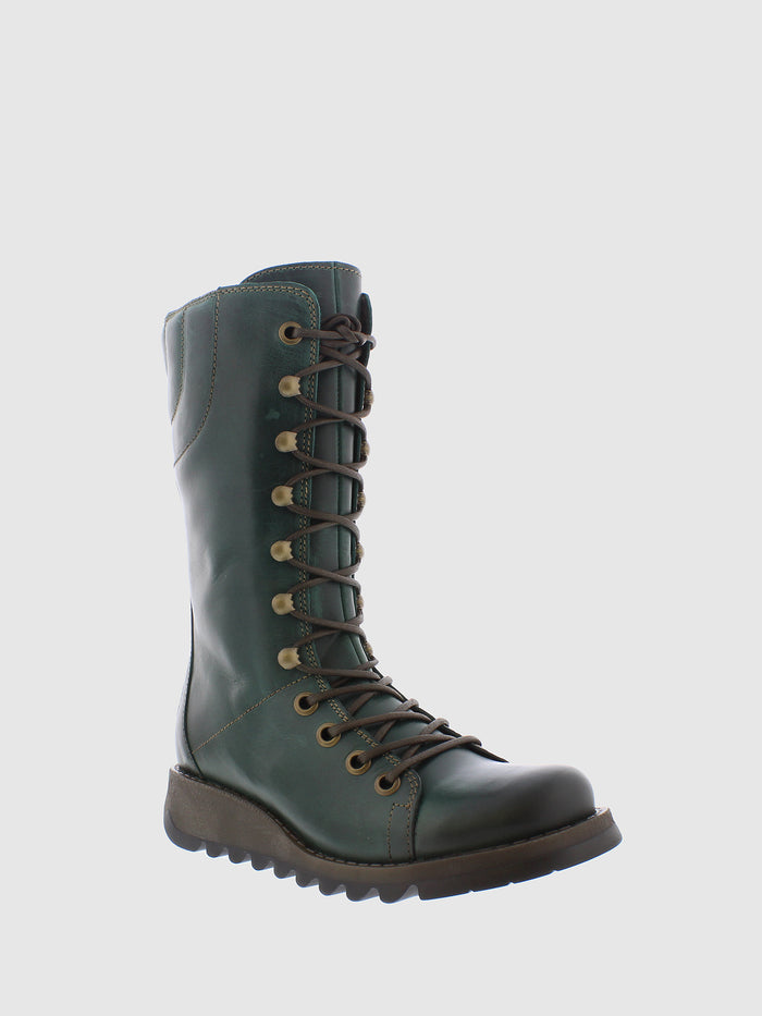 Flowfold Green Lace-up Boots