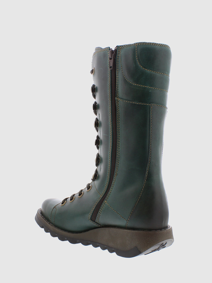 Flowfold Green Lace-up Boots