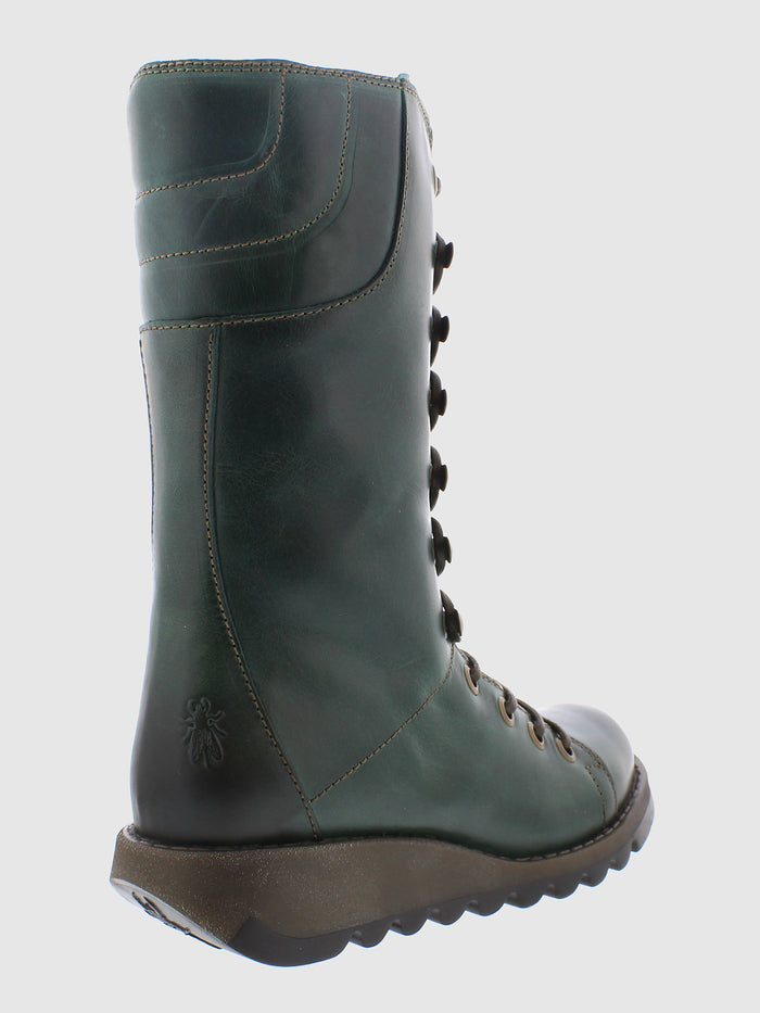 Flowfold Green Lace-up Boots