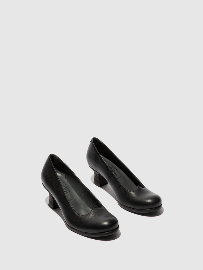 Flowfold Heel Shoes BAZE086FLY LEATHER BLACK