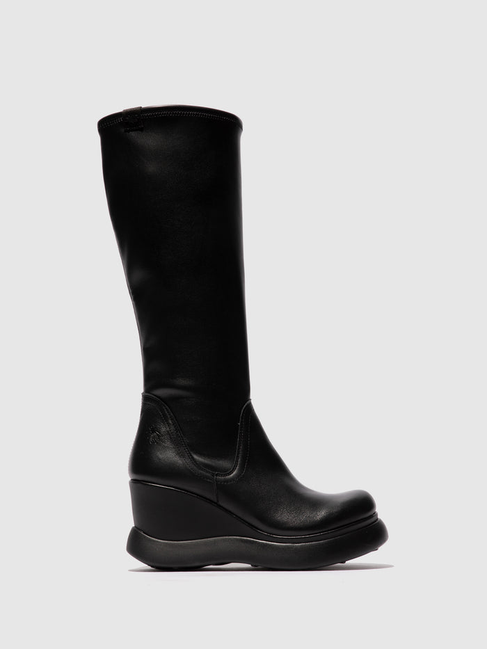 flowfold Knee-High Boots GLIN129FLY BLACK/BLACK