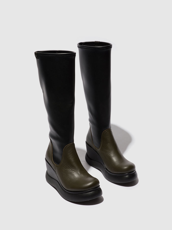 Flowfold Knee-High Boots GLIN129FLY MILITARY/BLACK