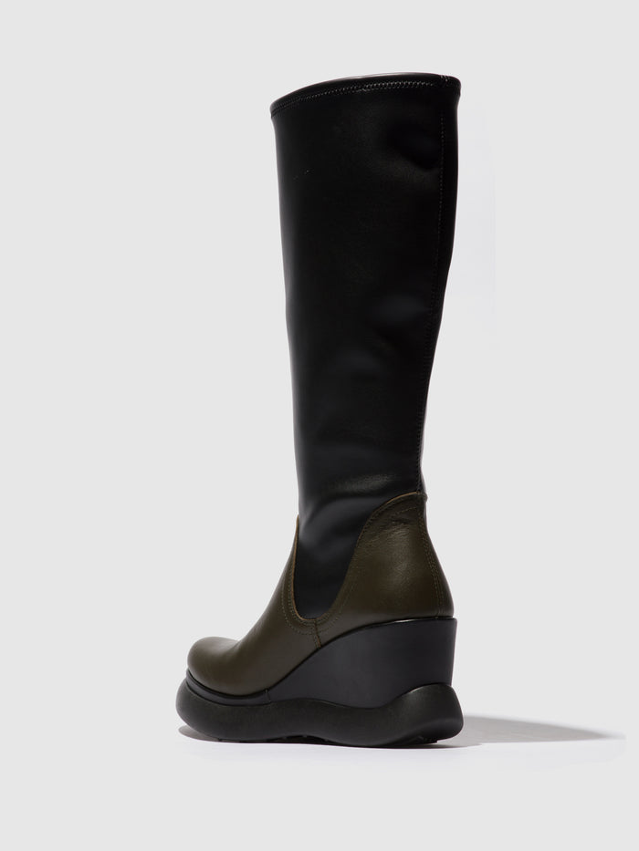 Flowfold Knee-High Boots GLIN129FLY MILITARY/BLACK