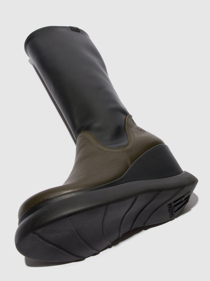 Flowfold Knee-High Boots GLIN129FLY MILITARY/BLACK