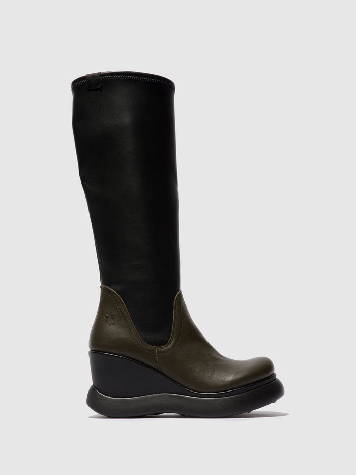 flowfold Knee-High Boots GLIN129FLY MILITARY/BLACK