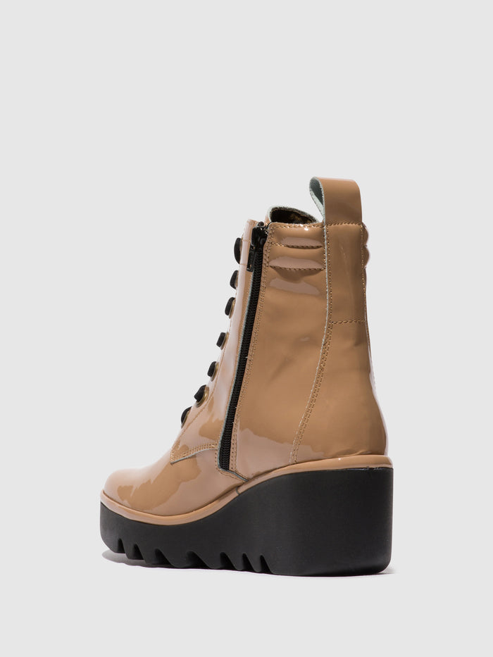 Flowfold Lace-up Ankle Boots BIAZ329FLY CAPUCCINO