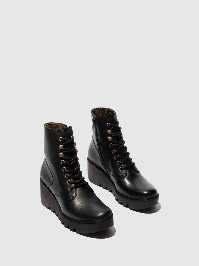 Flowfold Lace-up Ankle Boots BIRR534FLY BLACK