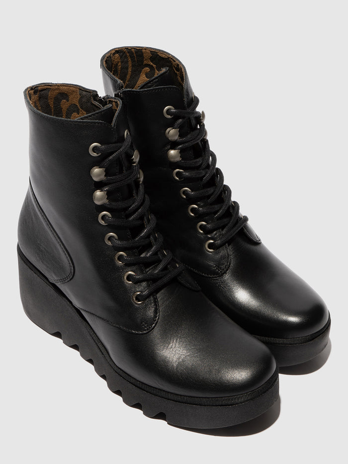 Flowfold Lace-up Ankle Boots BIRR534FLY BLACK