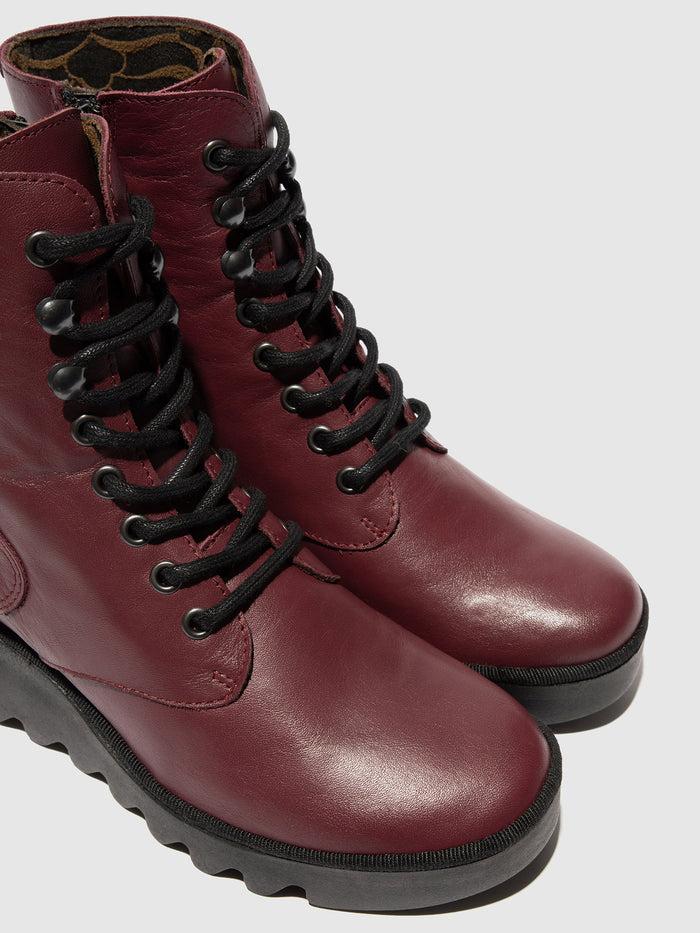 Flowfold Lace-up Ankle Boots BIRR534FLY WINE