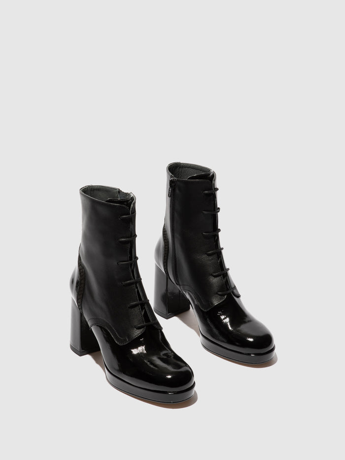 Flowfold Lace-up Ankle Boots ESIE182FLY BLACK