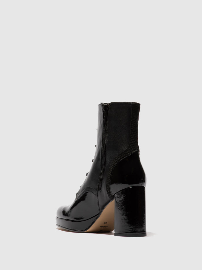 Flowfold Lace-up Ankle Boots ESIE182FLY BLACK