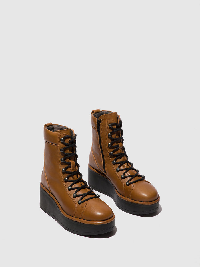 Flowfold Lace-up Ankle Boots HAND247FLY CUOIO