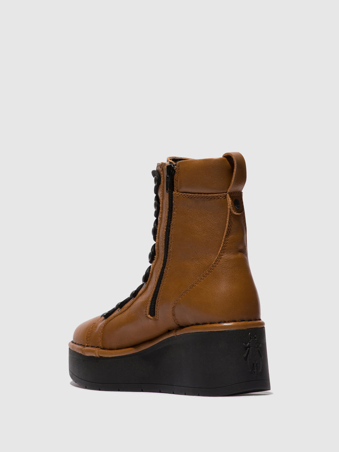 Flowfold Lace-up Ankle Boots HAND247FLY CUOIO