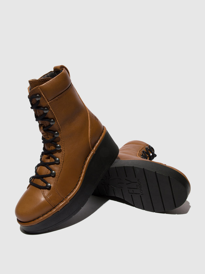 Flowfold Lace-up Ankle Boots HAND247FLY CUOIO