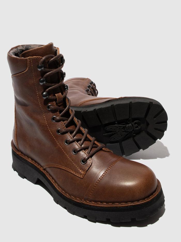 Flowfold Lace-up Ankle Boots KAFT126FLY BROWN