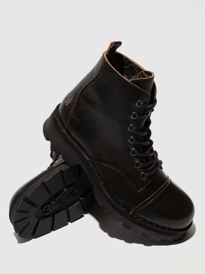 Flowfold Lace-up Ankle Boots KELF167FLY BLACK