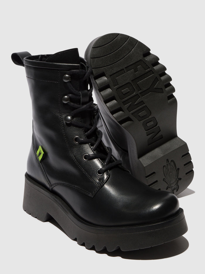 Flowfold Lace-up Ankle Boots METH903FLY BLACK