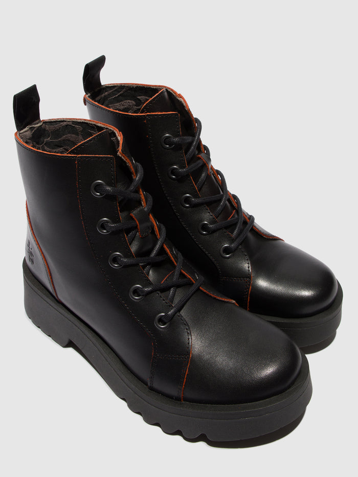 Flowfold Lace-up Ankle Boots METZ788FLY BLACK/RED
