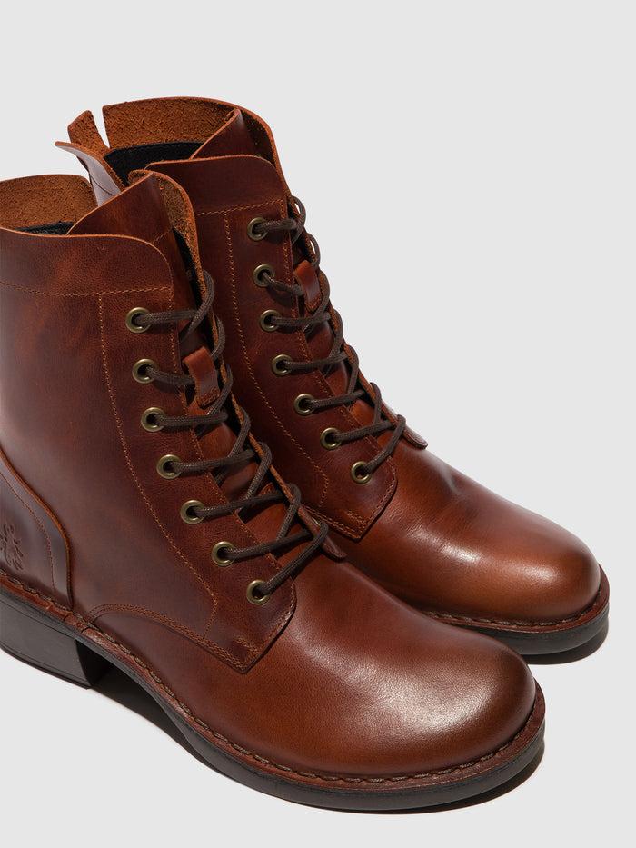 Flowfold Lace-up Ankle Boots MILU044FLY BRICK