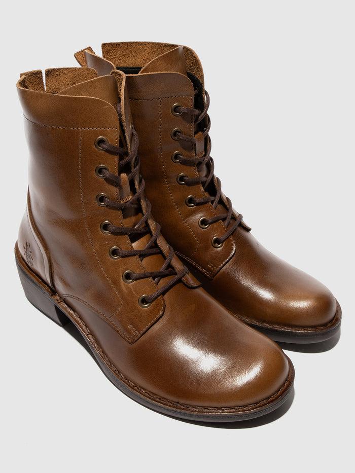 Flowfold Lace-up Ankle Boots MILU044FLY CAMEL