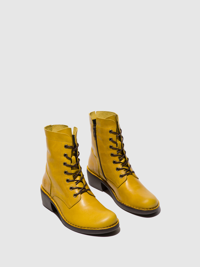 Flowfold Lace-up Ankle Boots MILU044FLY MUSTARD
