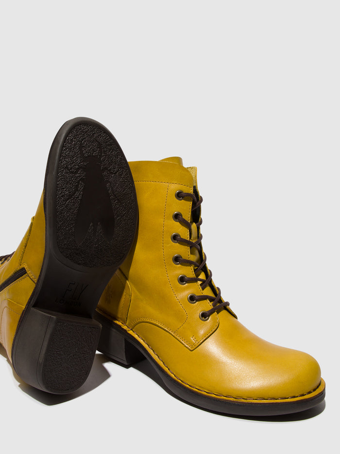 Flowfold Lace-up Ankle Boots MILU044FLY MUSTARD