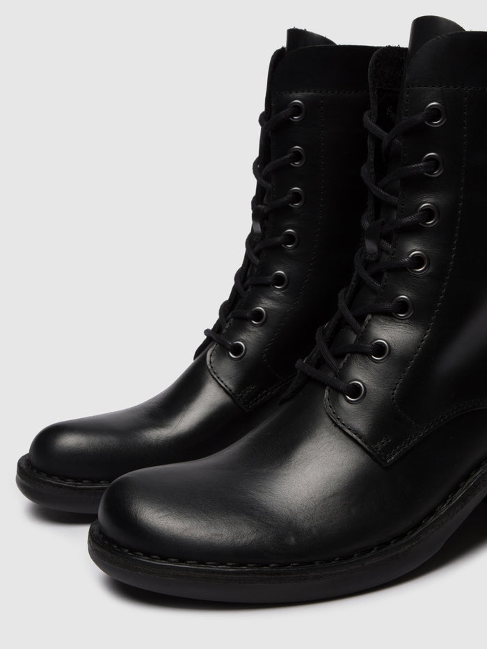 Flowfold Lace-up Ankle Boots MILU044FLY RUG BLACK