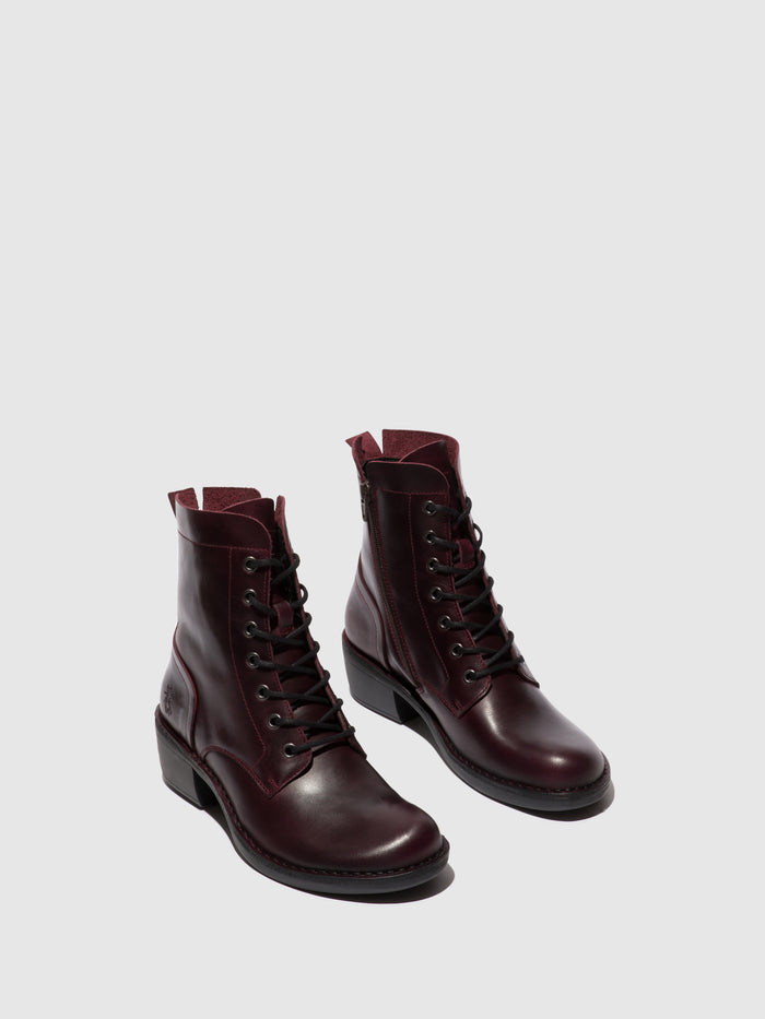 Flowfold Lace-up Ankle Boots MILU044FLY WINE