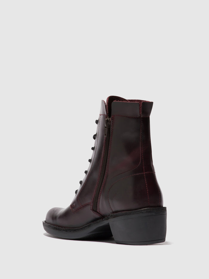 Flowfold Lace-up Ankle Boots MILU044FLY WINE