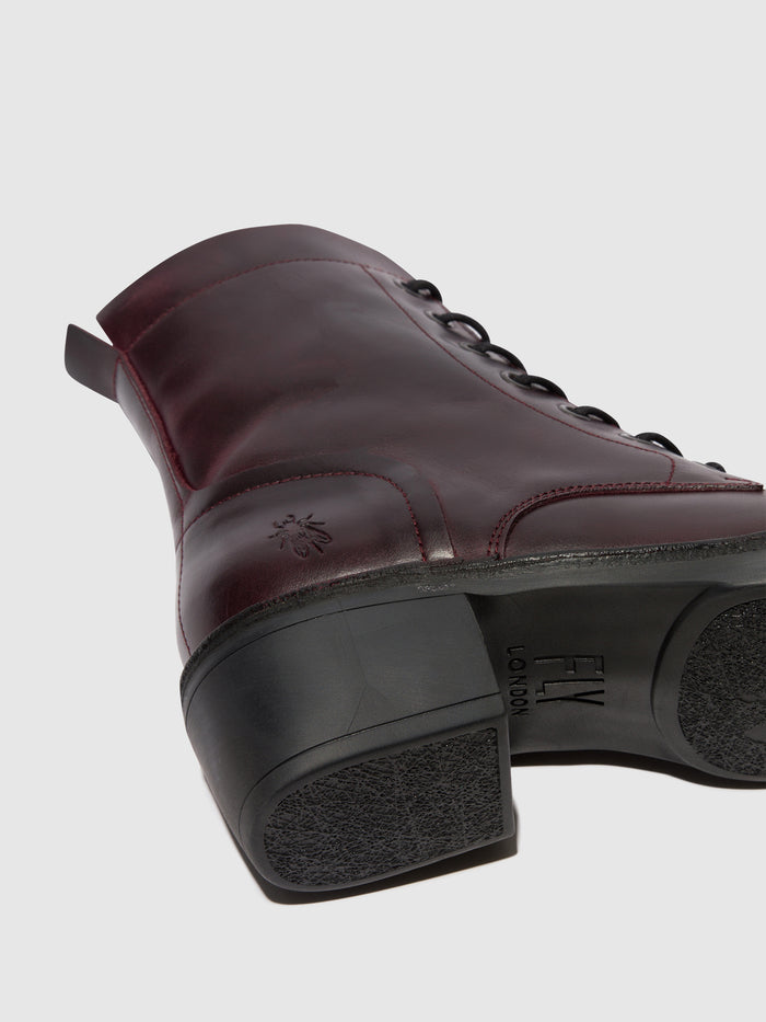 Flowfold Lace-up Ankle Boots MILU044FLY WINE