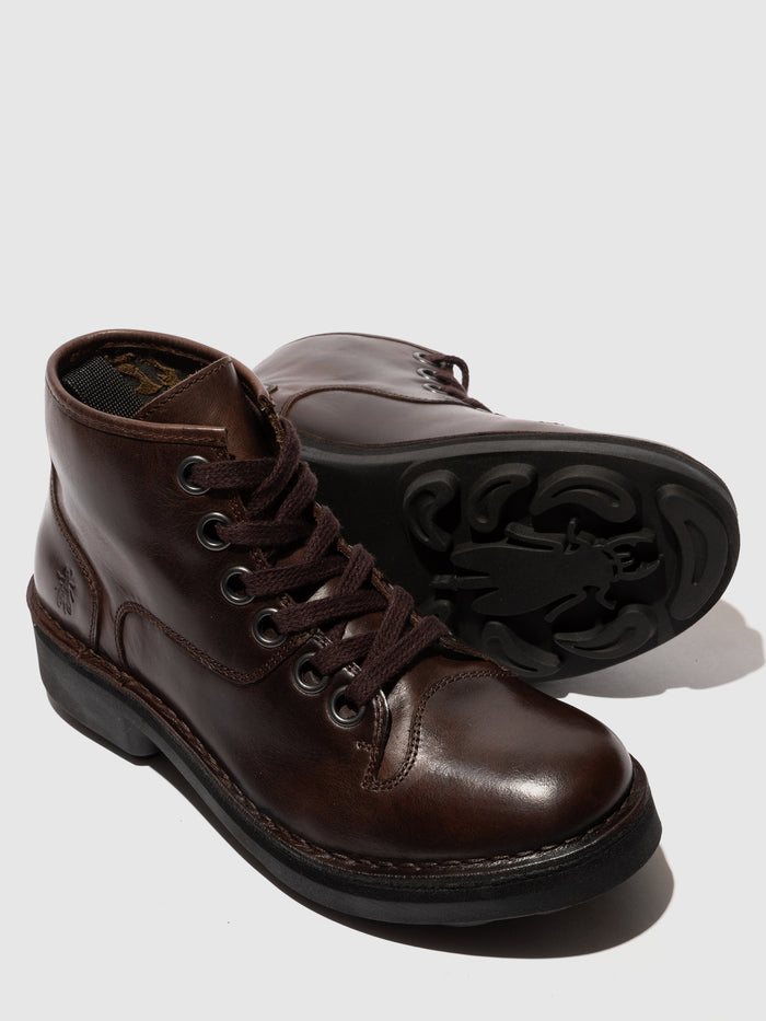 Flowfold Lace-up Ankle Boots NUXE138FLY DK. BROWN
