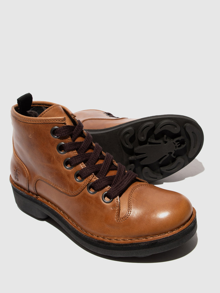 Flowfold Lace-up Ankle Boots NUXE138FLY MID. BROWN