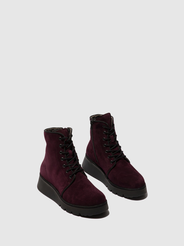 Flowfold Lace-up Ankle Boots PALL404FLY WINE