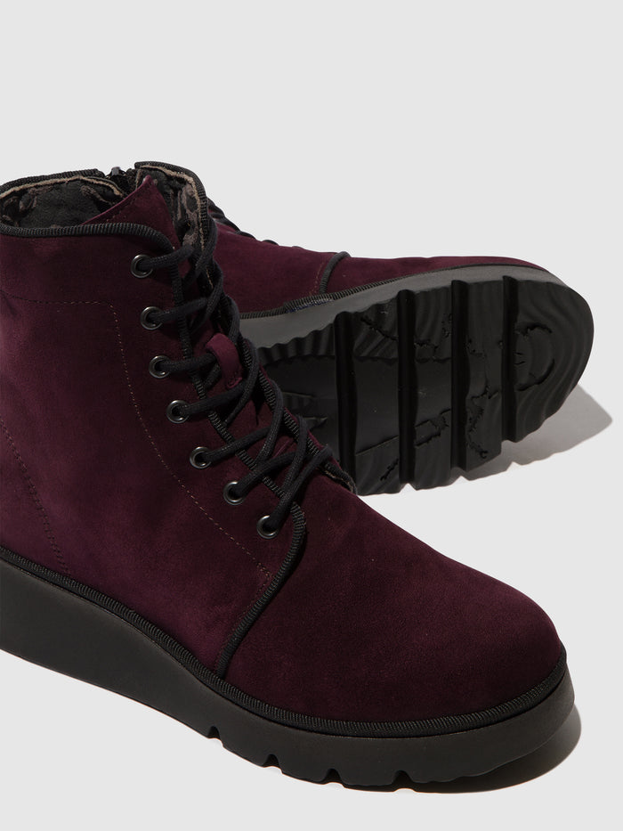 Flowfold Lace-up Ankle Boots PALL404FLY WINE