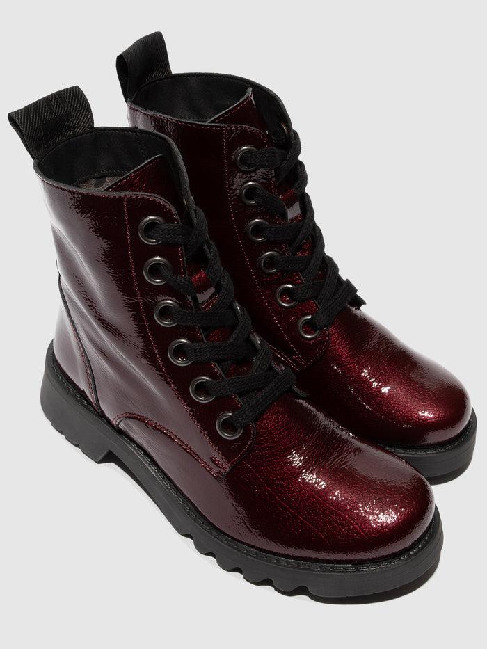 Flowfold Lace-up Ankle Boots RAGI539FLY BURGUNDY