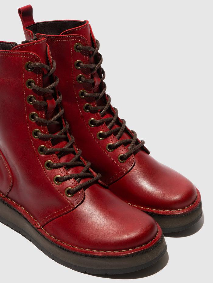 Flowfold Lace-up Ankle Boots RAMI043FLY RED