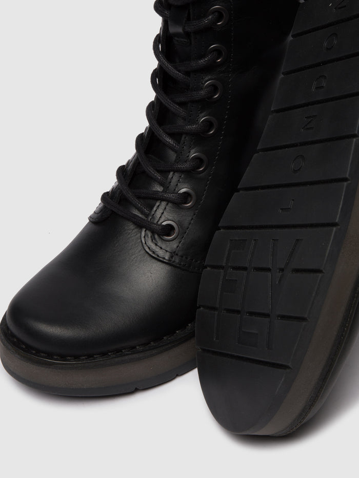 Flowfold Lace-up Ankle Boots RAMI043FLY RUG BLACK