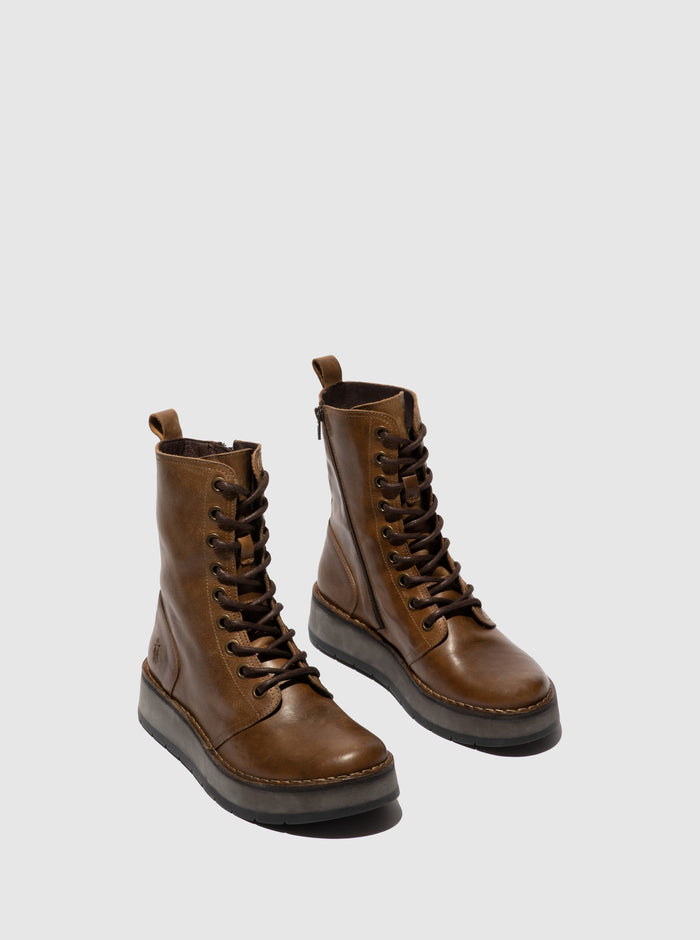 Flowfold Lace-up Ankle Boots RAMI043FLY RUG CAMEL