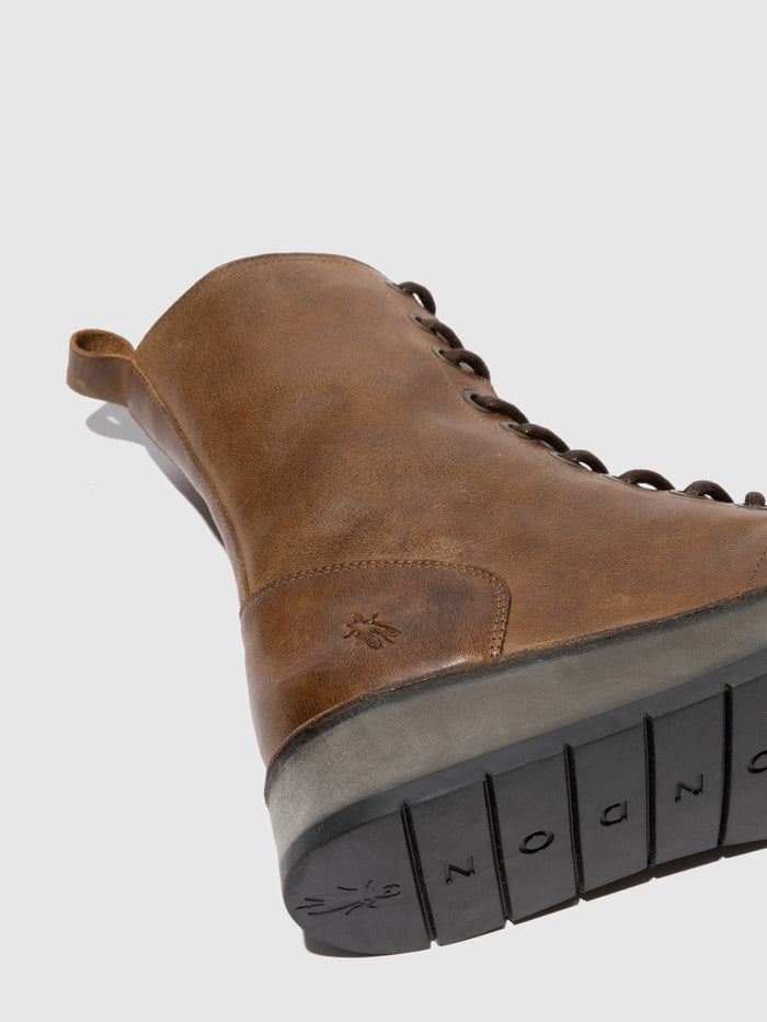 Flowfold Lace-up Ankle Boots RAMI043FLY RUG CAMEL