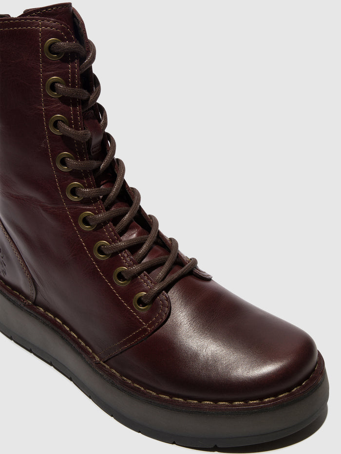 Flowfold Lace-up Ankle Boots RAMI043FLY WINE