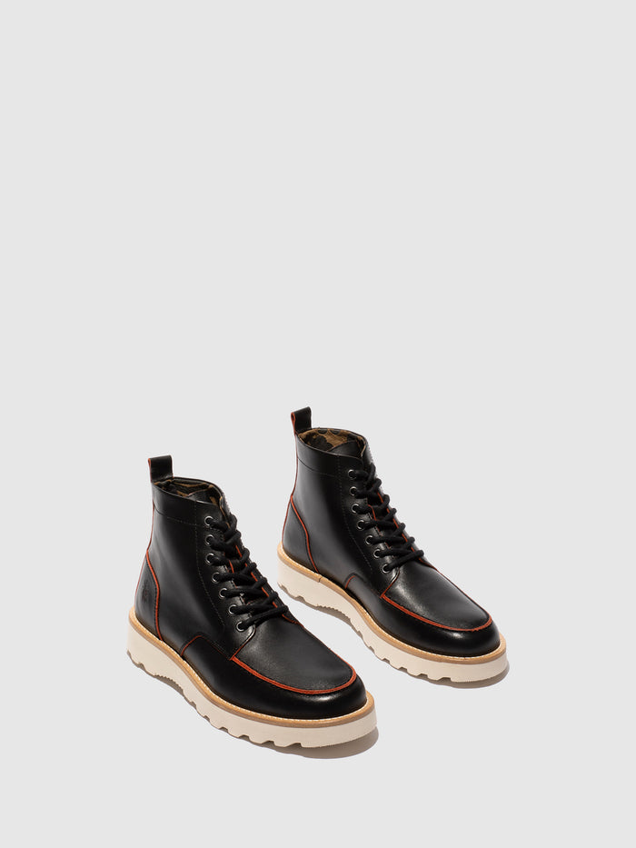 Flowfold Lace-up Ankle Boots ROIK300FLY BLACK/RED