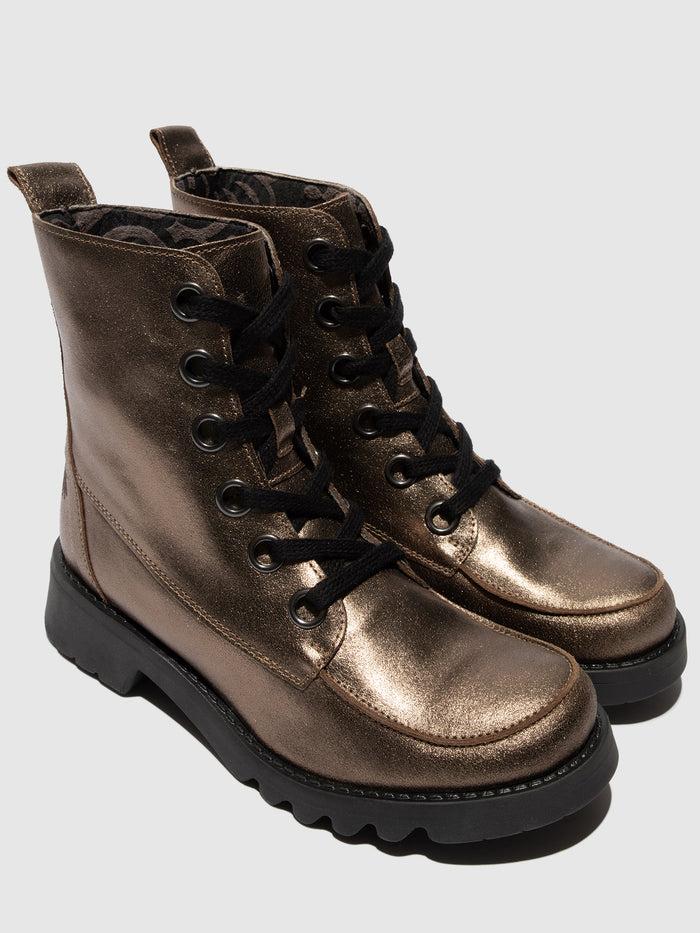 Flowfold Lace-up Ankle Boots ROLL113FLY DARK GOLD