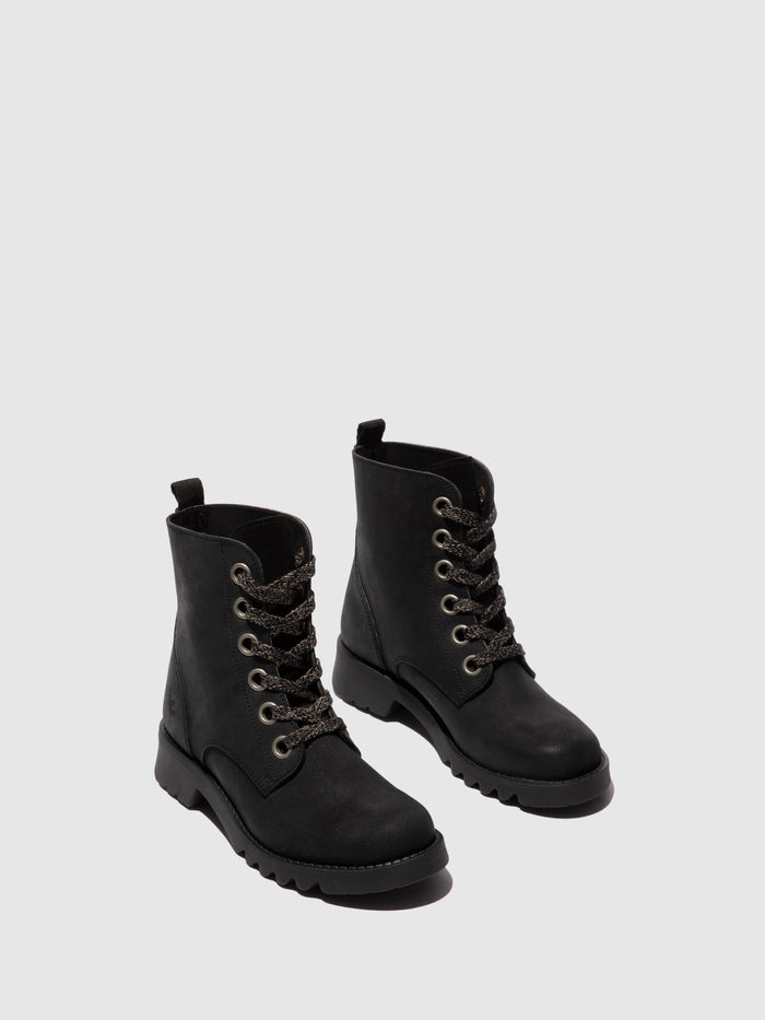 Flowfold Lace-up Ankle Boots ROOG186FLY BLACK