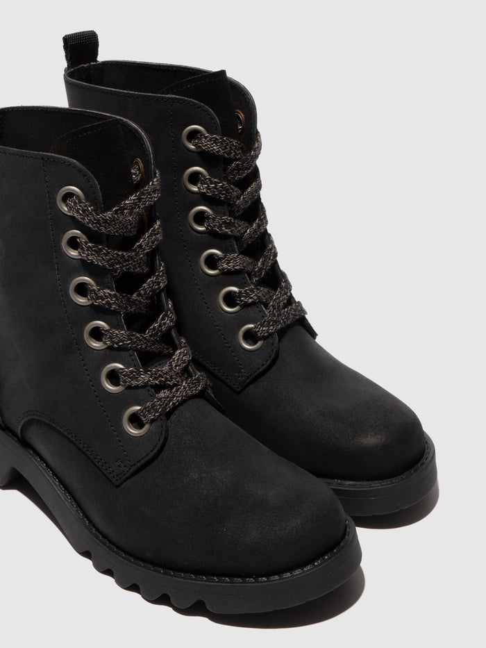 Flowfold Lace-up Ankle Boots ROOG186FLY BLACK
