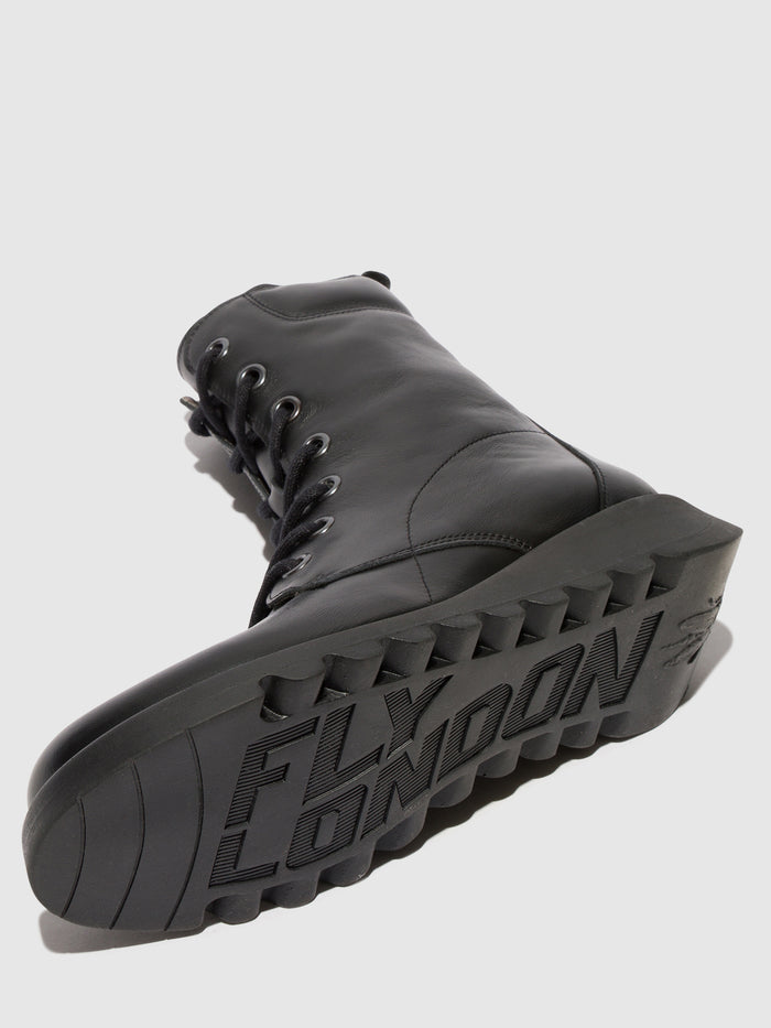 Flowfold Lace-up Ankle Boots SILF015FLY BLACK
