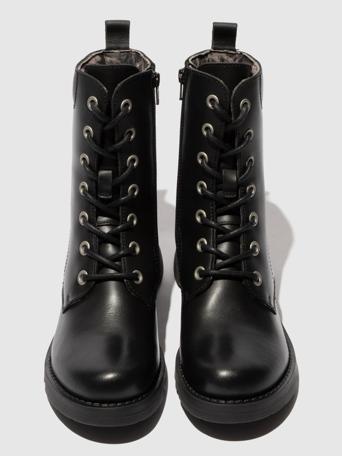 Flowfold Lace-up Ankle Boots SILF015FLY RUG BLACK