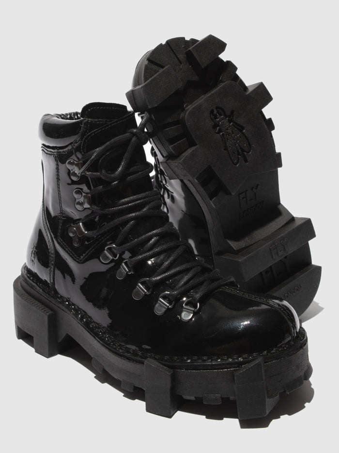 Flowfold Lace-up Ankle Boots SPARK719FLY BLACK