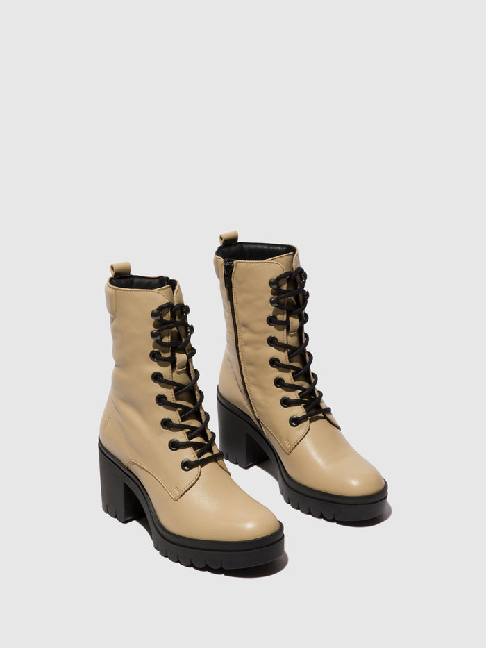 Flowfold Lace-up Ankle Boots TIEL642FLY BEIGE