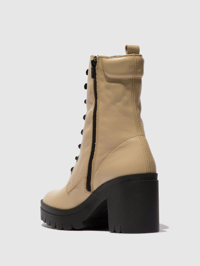 Flowfold Lace-up Ankle Boots TIEL642FLY BEIGE