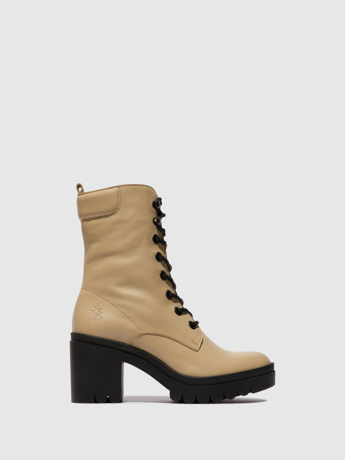 flowfold Lace-up Ankle Boots TIEL642FLY BEIGE